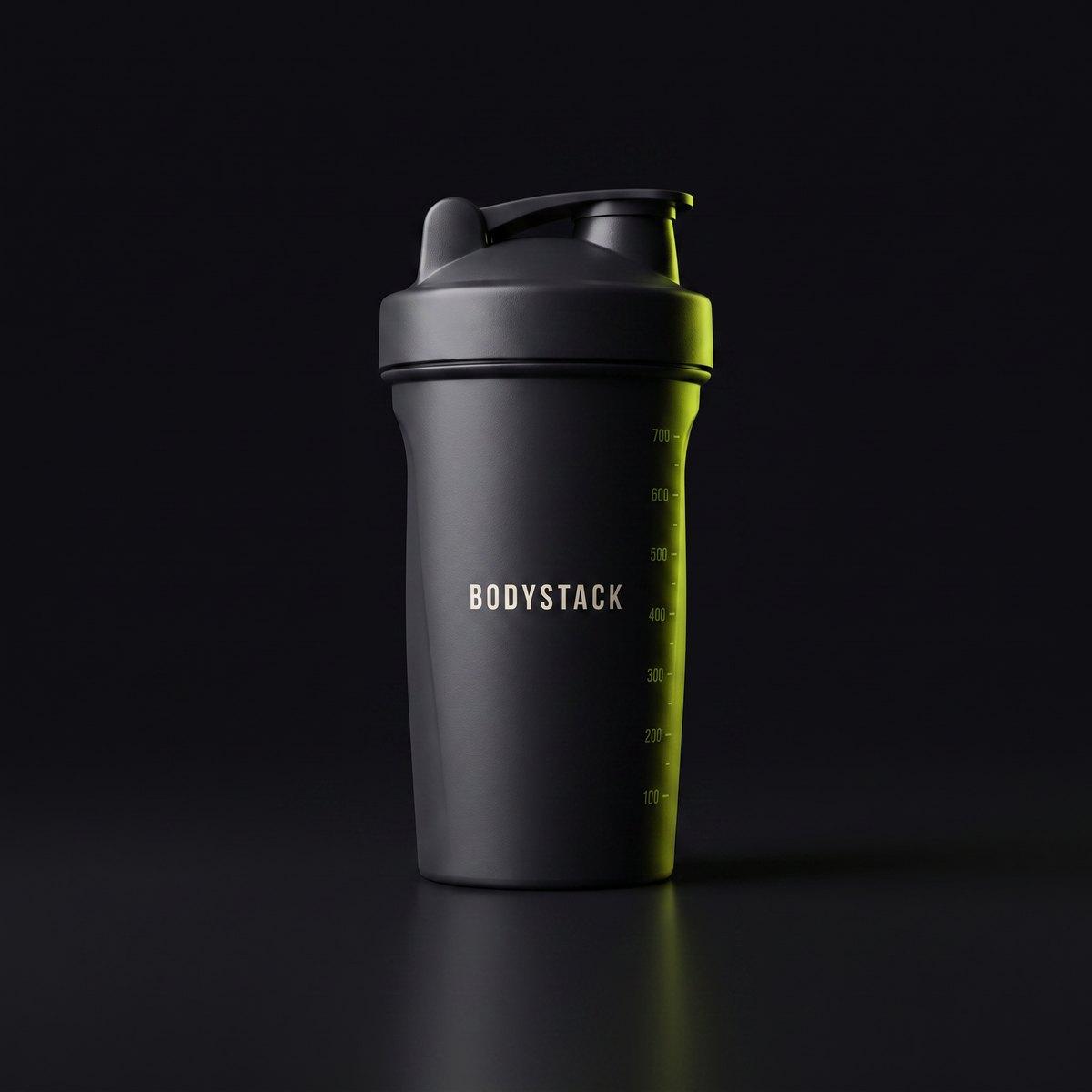 BodyStack shaker bottle, front